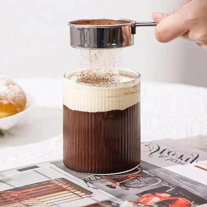 Stainless Steel Flour Sieve Fine Mesh Strainer Baking Flour Sifter With Handle Handheld Coffee Powder Mesh Sieve Baking Tools