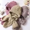 One Piece Hat Scarf Windproof Winter Knitting Thick Warm Ear Guard Hat for Woman Girs Winter Outdoor Use