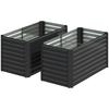 Raised Garden Bed, Set of 2. Planter Box. Extra Deep. Metal. 120 X 60 X 60 Cm. Dark Gray
