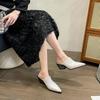 Shoes Woman's Slippers Loafers Luxury Slides Female Mule Cover Toe Square Heel On A Wedge Heeled Mules Low 2024 Designer Block