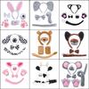 Umorden Child Adult Animals Lion Tiger Donkey Milk Cow Costume Accessories Ears Nose Tail Gloves Set