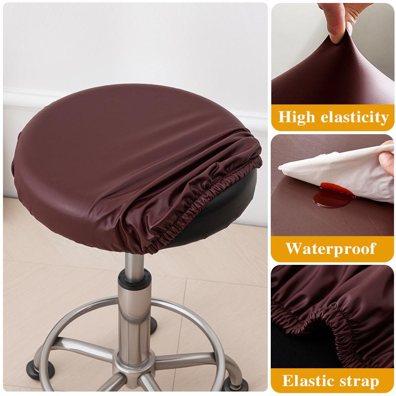 

Водонепроницаемый чехол для барного стула из ПУ, круглый чехол на подушку сиденья, эластичные чехлы на стул с нескользящим дном для бара, кухни, столовой