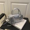 Simple Solid Color Silver Bow And Lace Decoration Women Casual Shoulder Bag For Daily Use