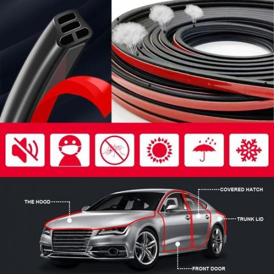 Car Door Weatherstrip Universal Shape 5M/16.4Ft For Car Door Edge