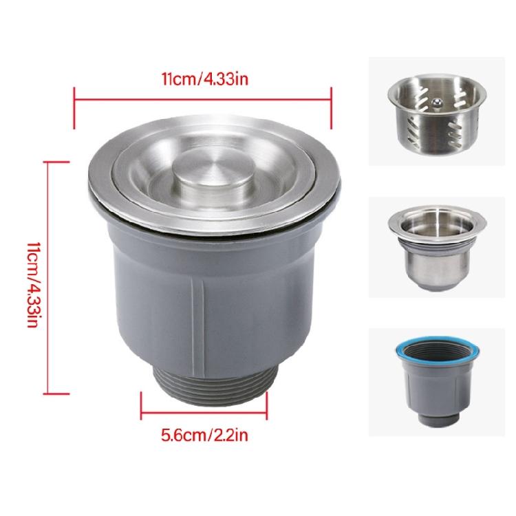 Pack Of 2 Kitchen Sink Drain Set Featuring Removable Basket and Sealing Stoppers In Sturdy Stainless Steel Materials