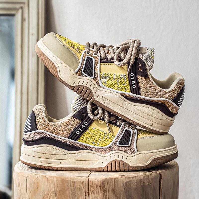 

Thick Soled Sports Shoes for Men Easy To Match with Sneakers Fashionable Casual Leather Fabric Breathable Men s Casual Shoes 44 бежевый