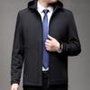 Spring and autumn mulberry silk hooded jacket men's jacket short middle-aged dad wear business casual top thin hooded