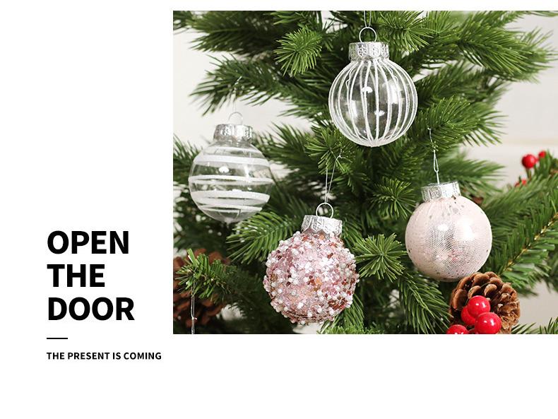 Pink Transparent Hollow Christmas Tree Ornament - PET Round Decorative Ball