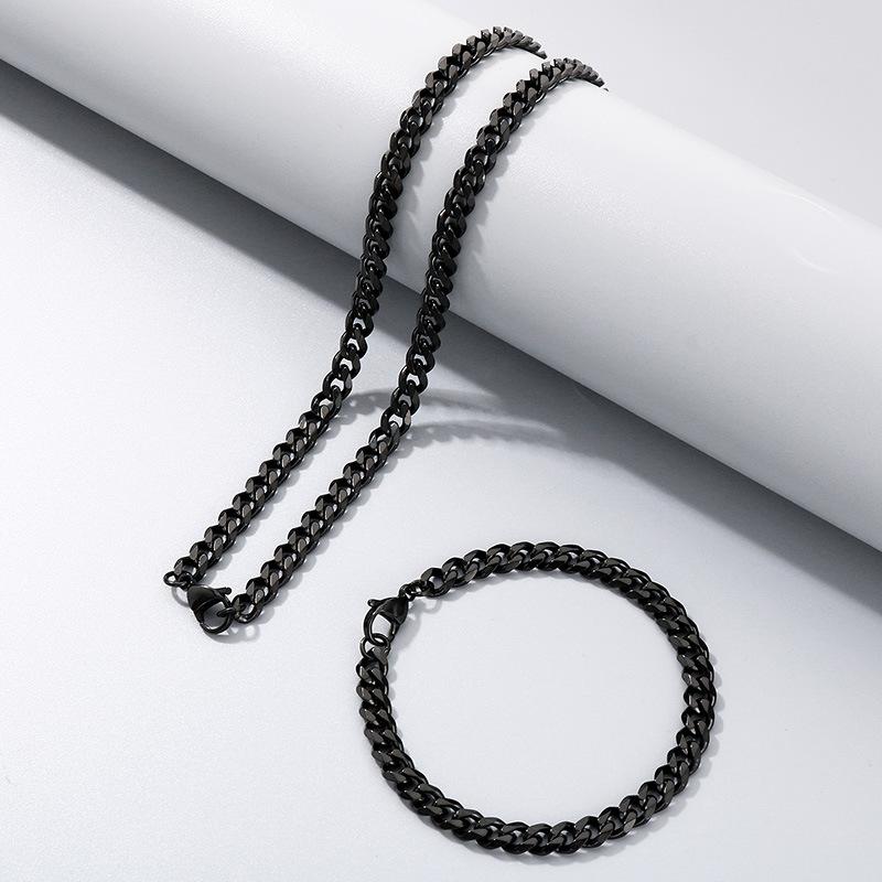 Halskette aus Titanstahl mit dicker Hip-Hop-Kette, Edelstahl sechsseitig geschliffene Kette mit Kettenschmuck