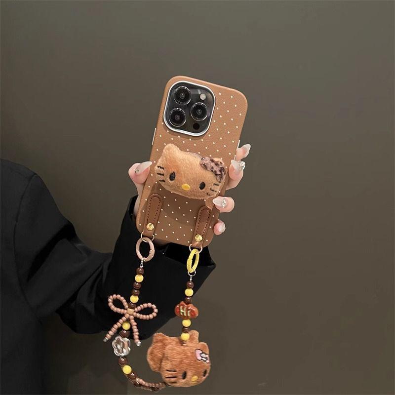 Retro KT Cat Apple 16ProMax Phone Case IPhone15Pro New 13 Women's Model 12 Soft Case 14 Bracelet XR