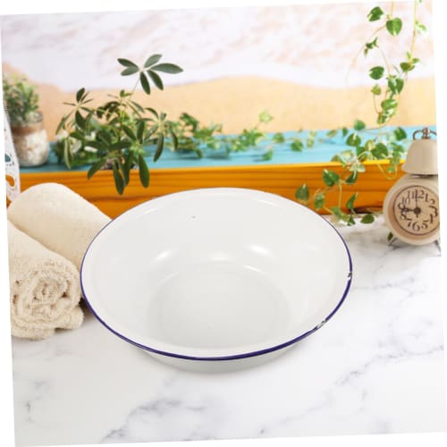 TOGEVAL Enamel Footbath, Foot Basin for Soaking Foot, Enamel Foot Basin, Basin, Vintage Footbath, Retro Foot Washing Station, White