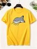2026 Cartoon Shark Gray Fang Watermark Pure Cotton Boy's T‑shirt Creative Lightweight Comfortable Short Sleeved Kids T‑shirt