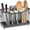 Utensil Holder for Kitchen Counter, Stainless Steel Utensil Drying Rack with 3 Compartments for Kitchen Countertop, Cooking Cutlery Silverware,
