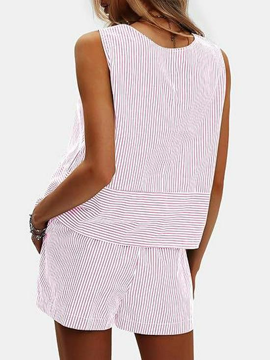 Sommer 2025 Ärmelloser Taillenanzug mit vertikalen Streifen