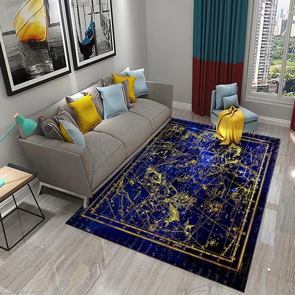 Twelve Constellations Carpet Astrology Rug Mystic Divination Rectangle Area Rugs for Adult Yoga Mats Living Room Decor Door Mat