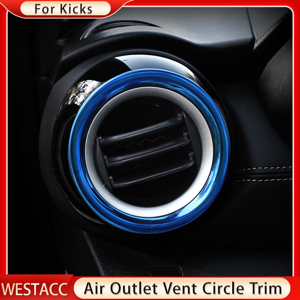 2Pcs Stainless Steel Car Front Side Air Conditioning Vent Outlet Cover Trim Sticker for Nissan Kicks 2017 - 