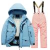 Children's Fashion Skiwear Set Boys' And Girls' Thickened Waterproof Warm Ski Suit Jacket And Trousers Outfit Set