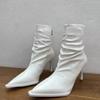Fashion Shoes Female 2025 Mid-Calf Women's Boots Elegant Modern Boots Women Pointed Toe Back Zip Thin Heels Sewing Shoes Women Zapatos