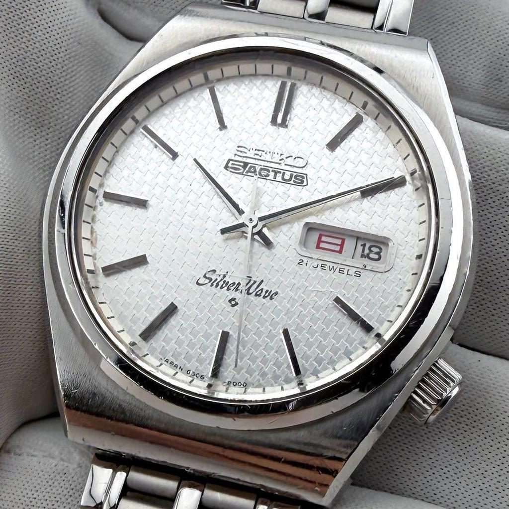 SEIKO 5 ACTUS SilverWave Automatic Vintage Watch 6306-8010
