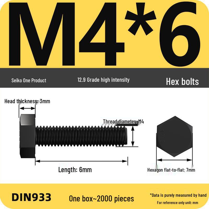 High Strength Class 12.9 Hex Bolt Set: M4-M16 Sizes