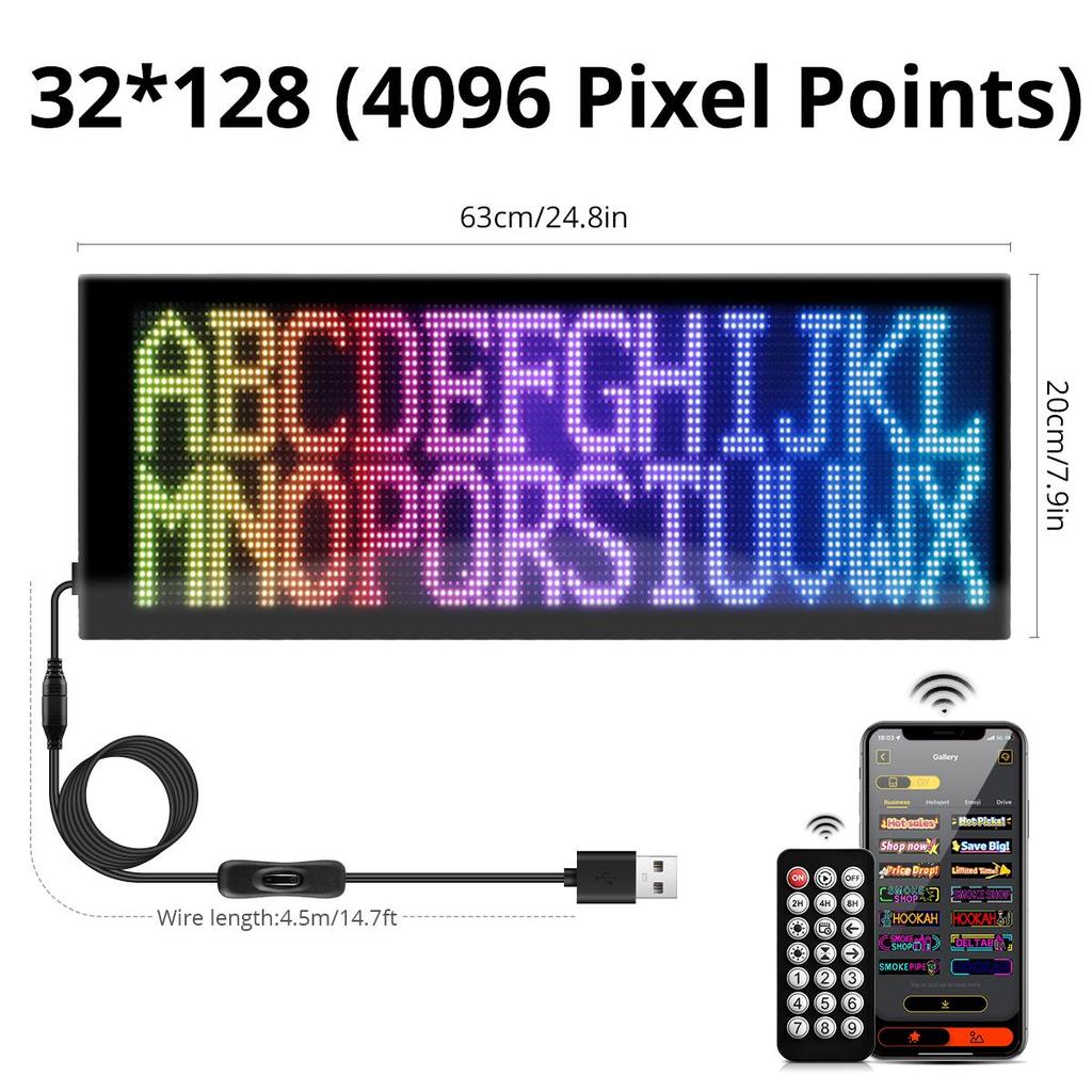 LED Pixels Matrix Panel Flexible Screen RGB Bluetooth APP Car Advertising LED Sign DIY Scrolling Text Animation Night Light