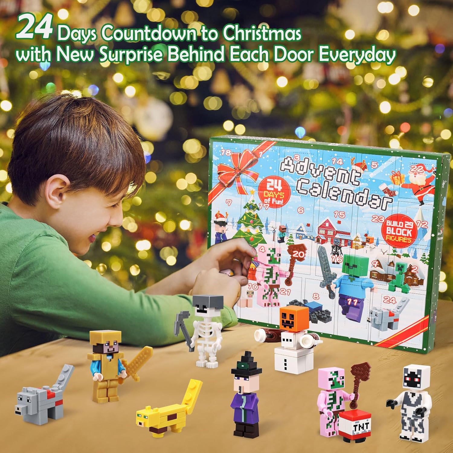 Christmas Advent Calendar 2025 Boys, 24 Days Toy Figures Building Blocks Countdown Calendar Including 29 Characters, Boys Advent Calendar Surprise