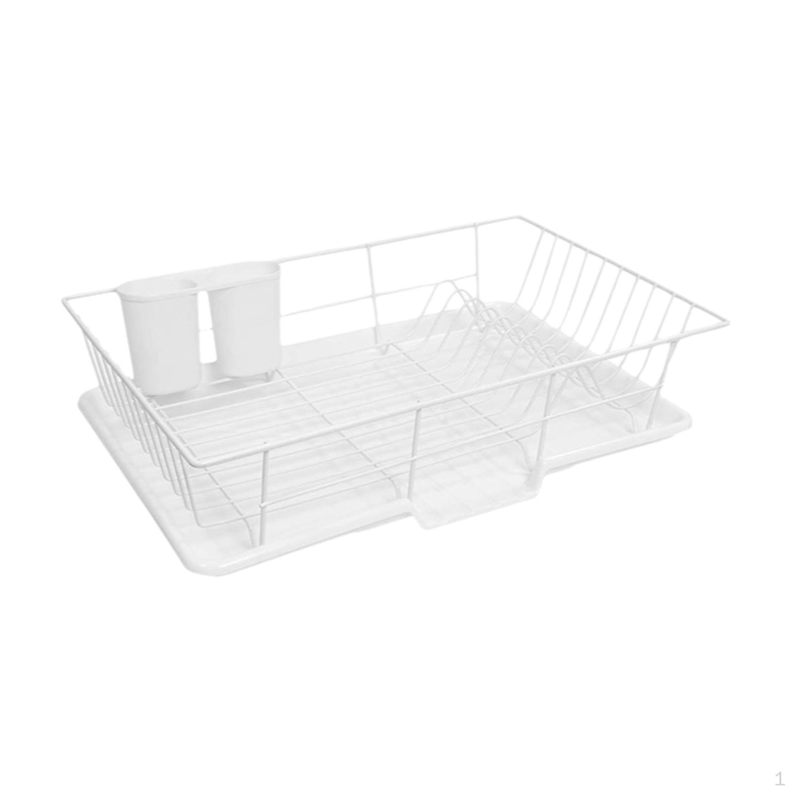 

Настольная подставка для посуды со съемным поддоном для сбора капель, одноярусная конструкция для кухонной утвари белый