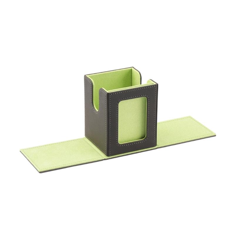

PU Leather Trading Card Deck Storage Box Gathering Card Toy Container Case зелений