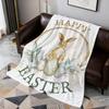 Easter Cute Bunny Retro Egg Cartoon Art Rabbit Warm Soft Plush Blanket For Sofa Living Room Nap Home Bedroom Travel Gift Hogar