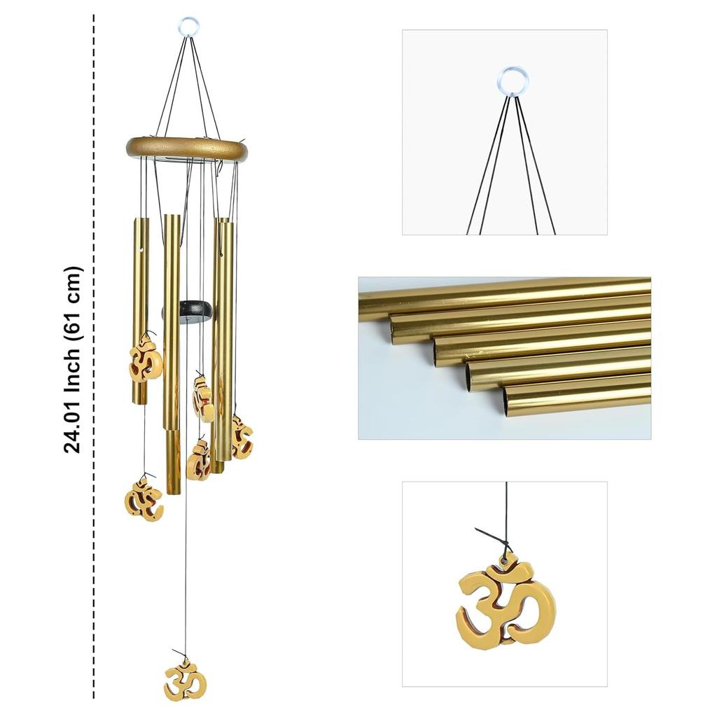 Závěsné zvonkohry na balkon, do ložnice a obývacího pokoje | Perfektní dárkové předměty pro ženy k nastěhování, bytová dekorace a pokojová dekorace Om, 5 trubek