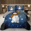 Merry Christmas Coverlet SetLovely Snowman Bedspread Twin Size for Boys Girls Dorm Room Winter Theme Cartoon Style Quilt Set