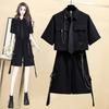 Spring Summer Streetwear Cargo Shorts Sets High Waist Joggers Women 2 Piece Short Sleeve Top with Casual Trousers