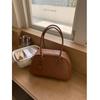 New Winter Big Size Soft Leather Women Large Retro Bowling Bags Commute Handbags High Quality Simple Shoulder Bag Brown