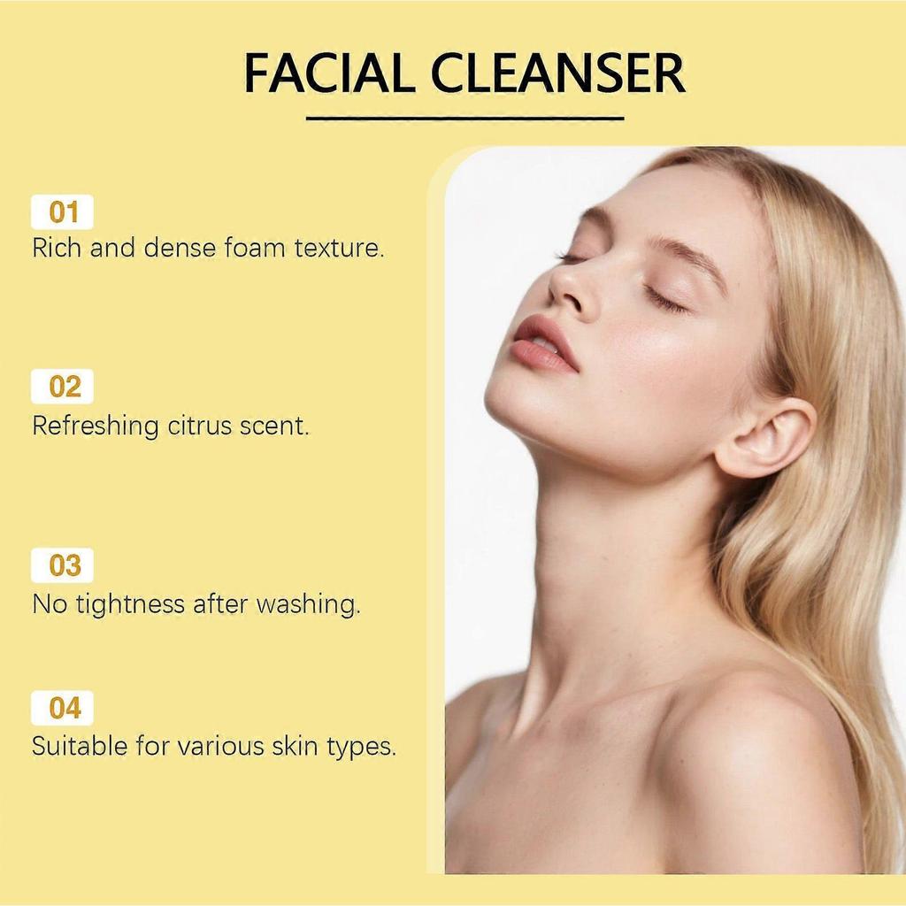 Limited time!!Viareline Citrus Foaming Cleanser - Gentle Cleansing Without Tightness, Refreshing Oil Control, Pleasantly Scented Face Wash