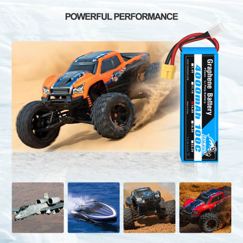 Yowoo 4S Lipo Battery, 4000mAh, 14.8V, 100C, Graphene Lithium Battery with XT60/Deans T Connector for RC Helicopter, Car, Boat, Quadcopter, Remote Con