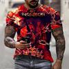 3D Printing T-Shirt Demon Weird Top Street Men's T-Shirt Skull O Neck Fashion Men's Top Short Sleeve Summer Men T-Shirt