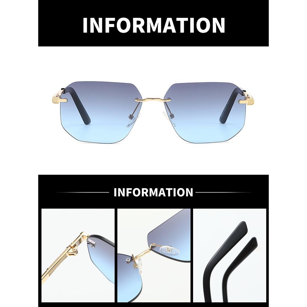 Vintage Sunglasses For Women Frameless Gradient Lenses Modern Fashionable Glasses Metallic Texture Lightweight Simple Design