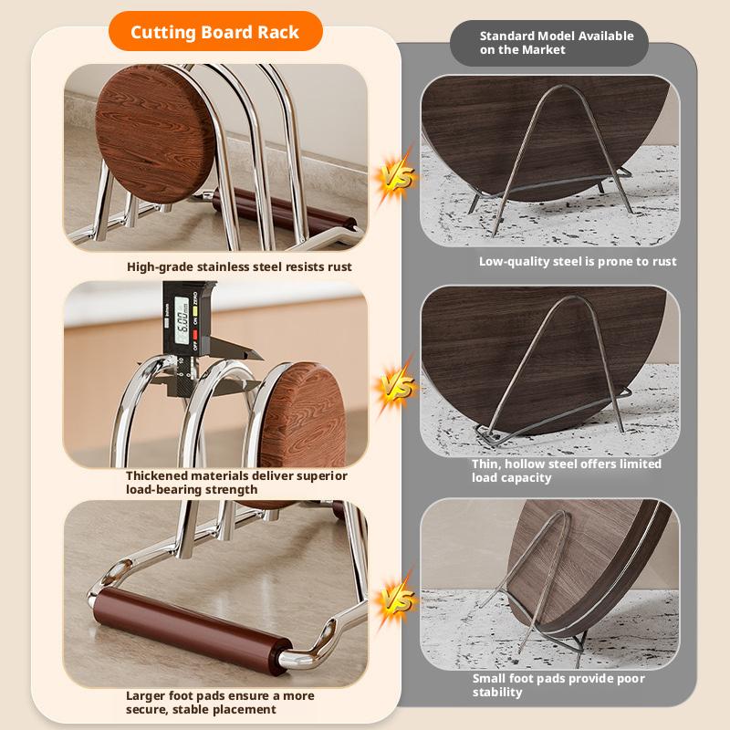 Vintage-Style Cutting Board Rack,Stainless Steel Chopping Board Rack,Chopping Board Storage Rack,Pot Lid Storage Rack,Round Rack