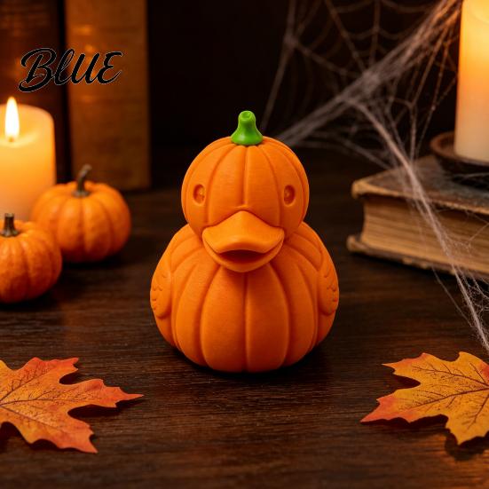 Artistic 3d Printed Ornaments Halloween Pumpkin Duck Figurine 3D Cute Fall Decorations Statue Autumn Thanksgiving Desktop Ornament Home Garden