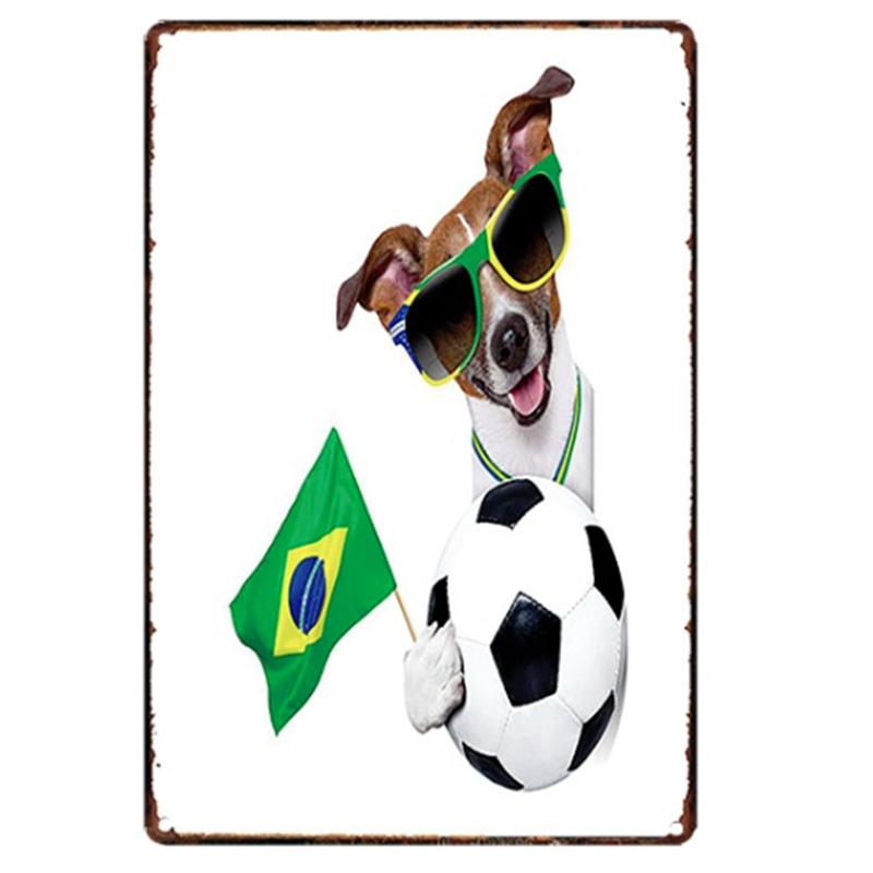 Mfoever Christmas Dog Decor Metal Tinplate Poster New Year Festival Decor Xcm Cute Dog Poster