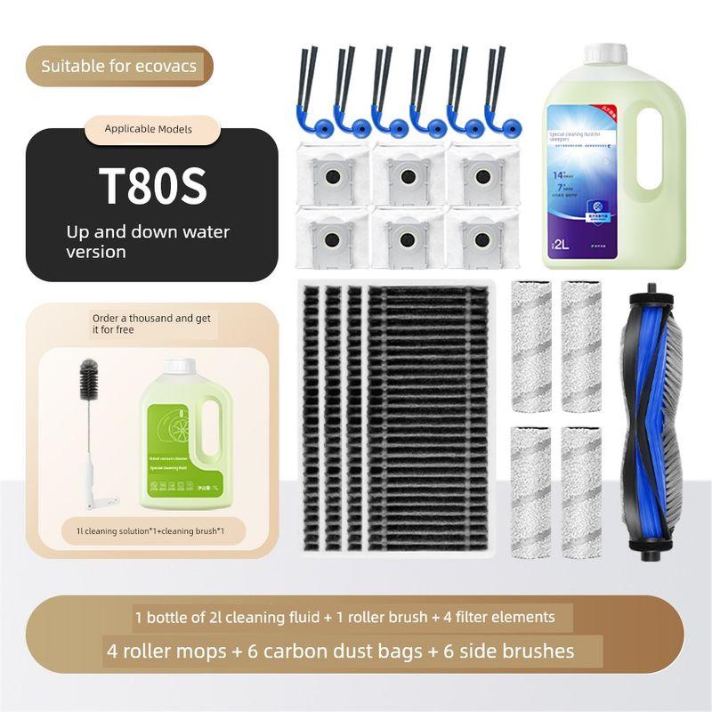 Compatible with Ecovacs T80/S Consumables, Sweeping Robot Accessories, Pro Side Roller Brush, Mop, Filter, Dust Bag, Cleaning Fluid