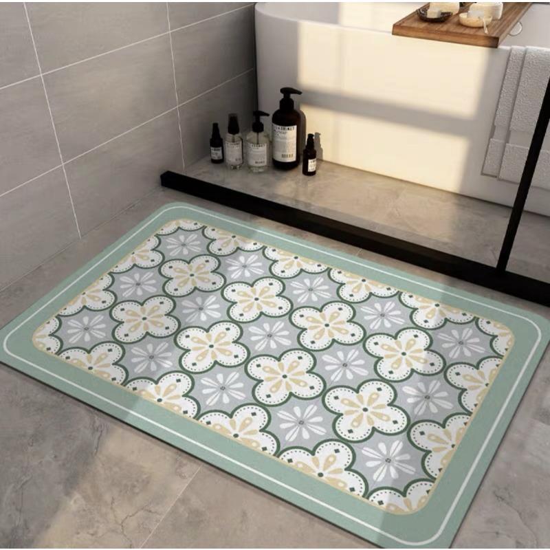 Light Luxury Retro Style Diatom Mud Floor Mat Bathroom Bathroom Water Absorption Quick Dry Door Mat Anti Slip Foot Mat Entry Door Mat