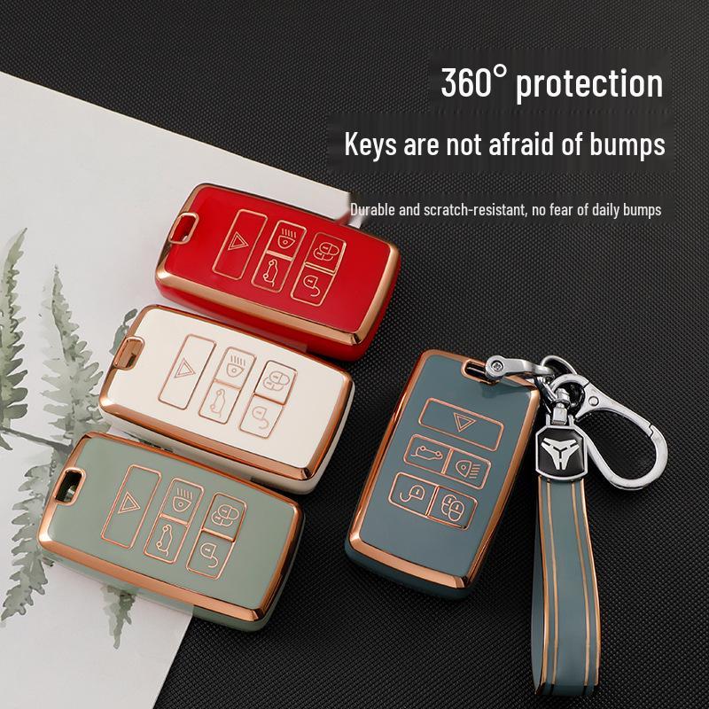 Land Rover Key Case for Range Rover, Sport, Evoque, Discovery 4, Defender 110, Velar, Freelander - 5 Shell Buckle