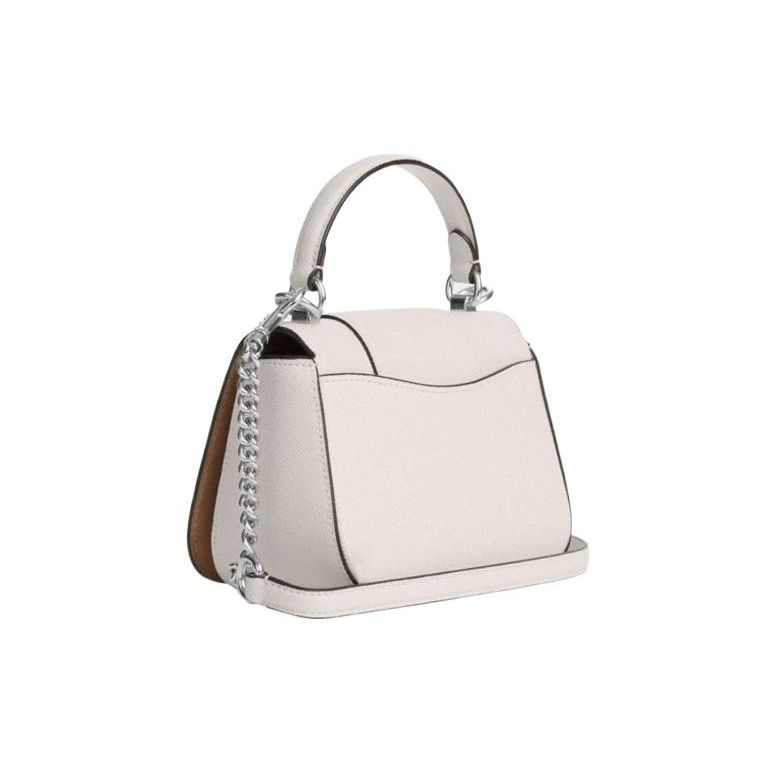 Coach Lysa 22 Klassische Farbblock-Abnehmbarer Schultergurt Leder-Satteltasche Damen-Umhängetasche Weiß CM191-SVHA