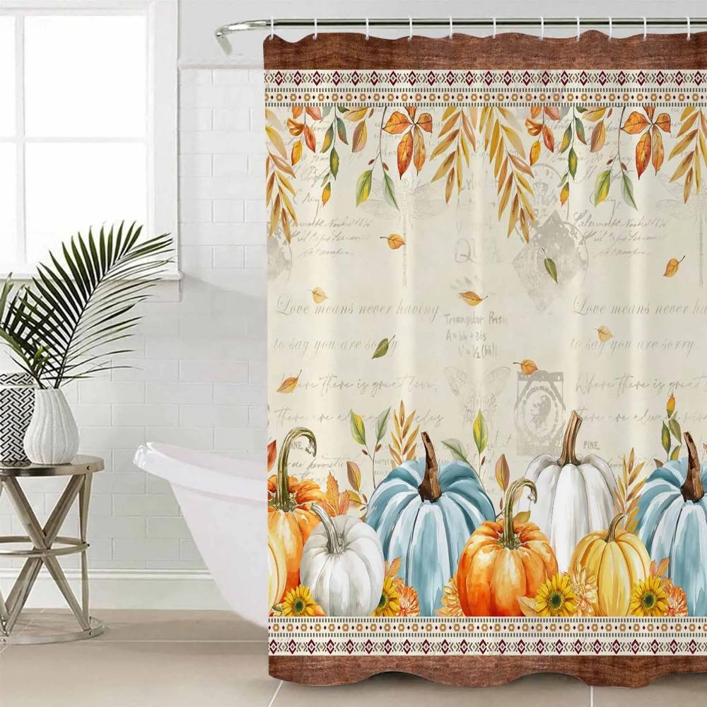

Southwest Wind Pumpkin Leaves Shower Curtains Waterproof Bath Curtains Home Decor Modern Luxury Bathroom Curtain 36x72IN 92x183CM