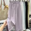 Korean Style 2026 Spring/Summer Women's Elastic Waist Wide-Leg Pants - Solid Color, Sun Protection, Quick Dry, Floor-Length, Versatile.