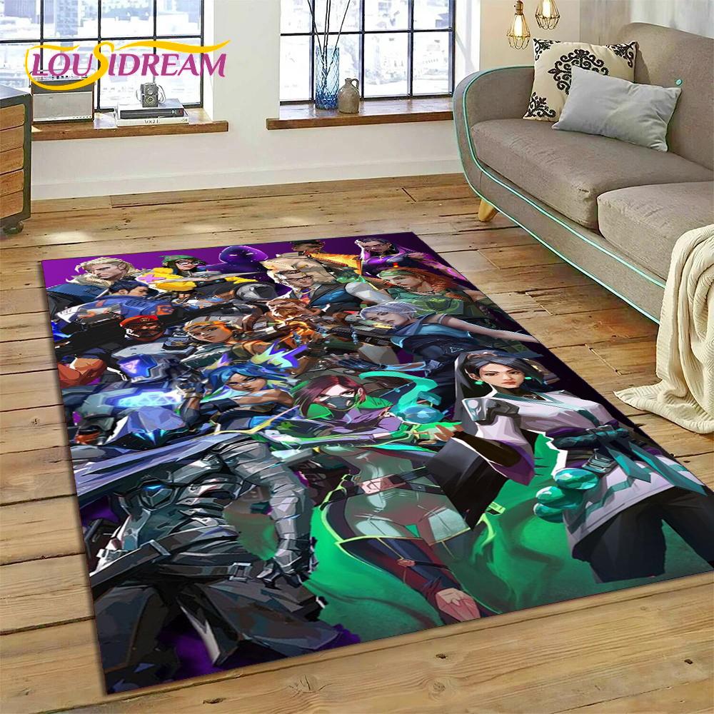 3D Nejnovější Kreslený Herní Koberec VALORANT pro Dekoraci Obývacího Pokoje Ložnice, Podlahová Rohožka Protiskluzová Dekorace pro Pohovku Rohožka Dárek Dítě