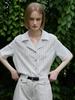 Raye Miga Stripe Linen Cotton Pajama Shirts Blouse (Ivory)