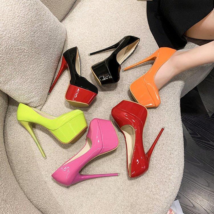 Fashion Thick-soled High Heels Large Size 43 Sexy Slip-on Wedding Shoes Shallow-mouth Party Shoes