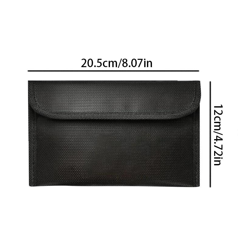 20.5x12cm Fireproof Document Bag Zipper Closure Cash Safe Storage Waterproof Pouch with Sticky Strip for Certificates Money Card